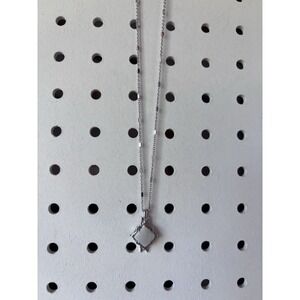 Kendra Scott Cass Long Pendant Necklace Silver 15.5" White Stone Pendant